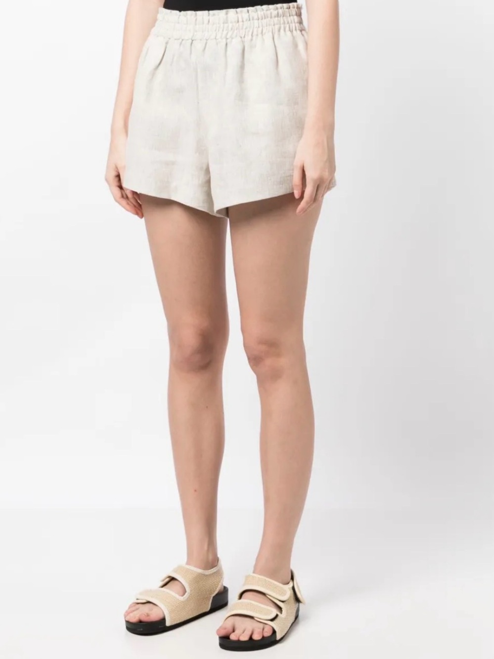Reformation Mila 100% linen shorts size small pull on light beige